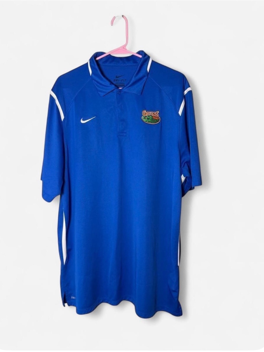 Nike Royal Blue Dri-FIT Polo with White Accents and Embroidered Patch